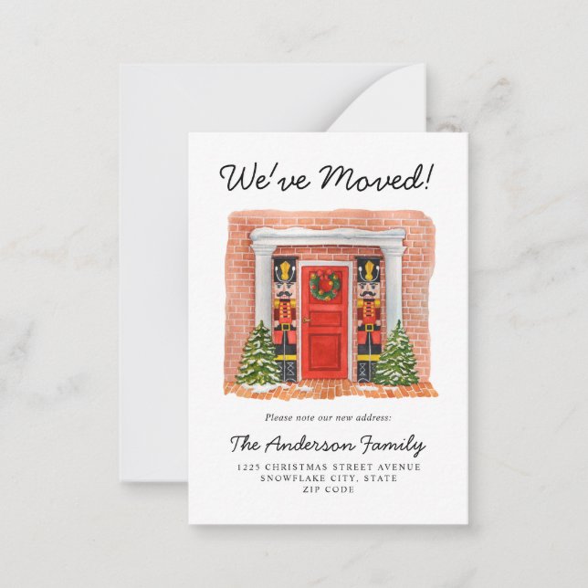 Budget We've Moved Door Nutcracker Holiday Moving Card (Front)