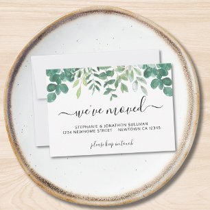 Budget We've Moved Greenery Announcement Card