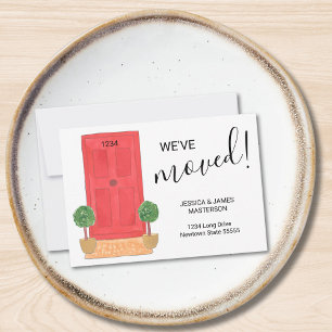 Budget We've Moved Red Door Announcement Card