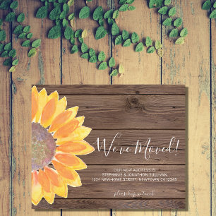 Budget We've Moved Sunflower Announcement Card