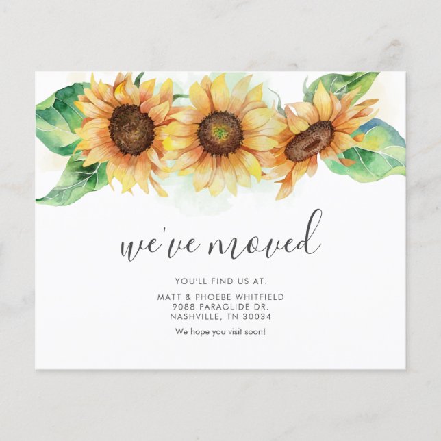 Budget We've Moved Sunflower Moving Announcement (Front)