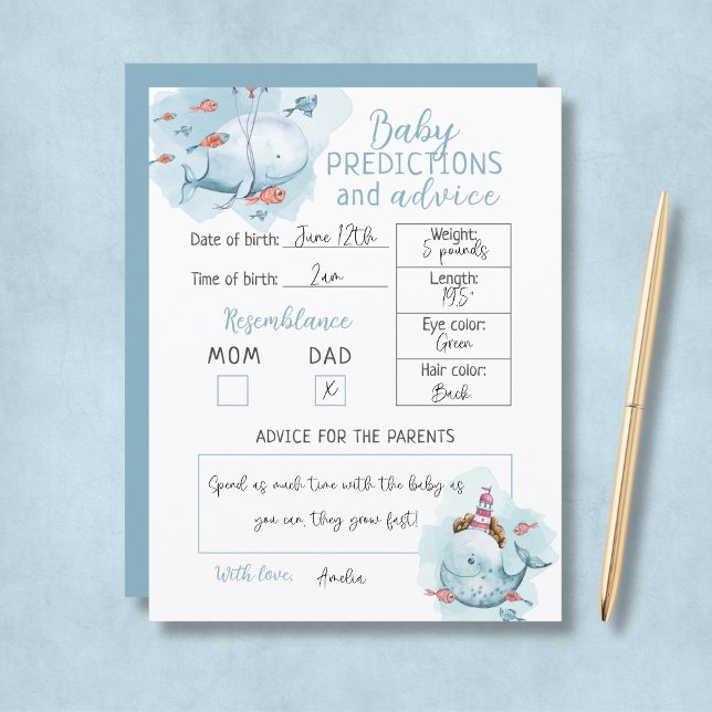 Budget Whale Baby Shower Baby Predictions & Advice (Budget Whale Baby Shower Baby Predictions & Advice
)