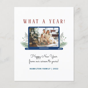 Budget What A Year Simple New Year Photo Card