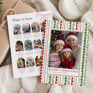 Budget What A Year Whimsical Twelve Photo collage Holiday Card