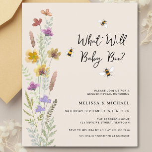 Budget What Will Baby Bee Gender Reveal Invitation
