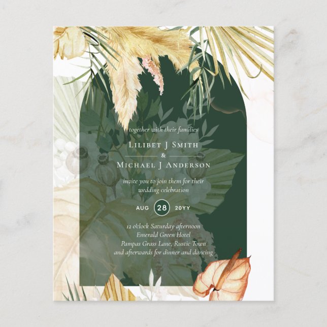 BUDGET Wheat Pampas Grass Wedding Flyer (Front)