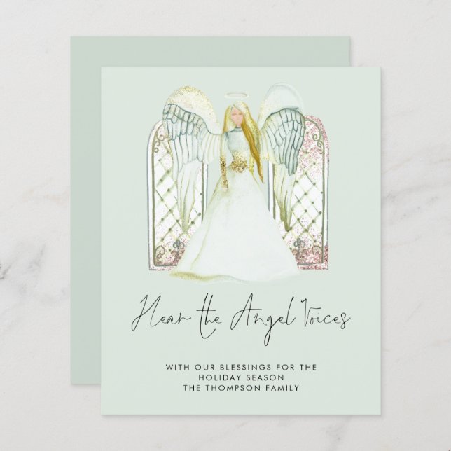 Budget Whimsical Angel Nativity Holiday Card (Front/Back)
