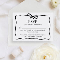BUDGET Whimsical Black Bow Tie Wedding Menu Rsvp