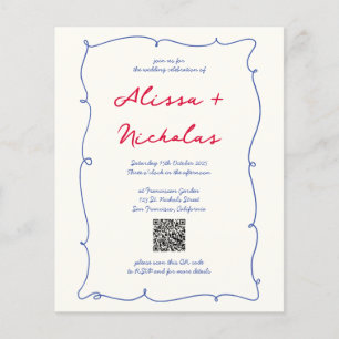 Budget Whimsical Colourful Monogram QR code Weddin