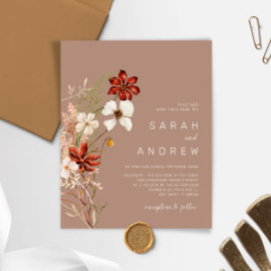 Budget Whimsical Dried Wildflower Wedding Invite