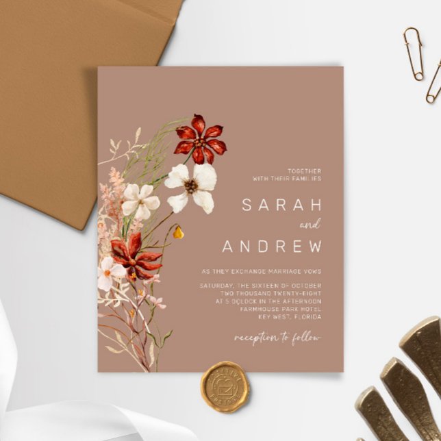 Budget Whimsical Dried Wildflower Wedding Invite (Creator Uploaded)