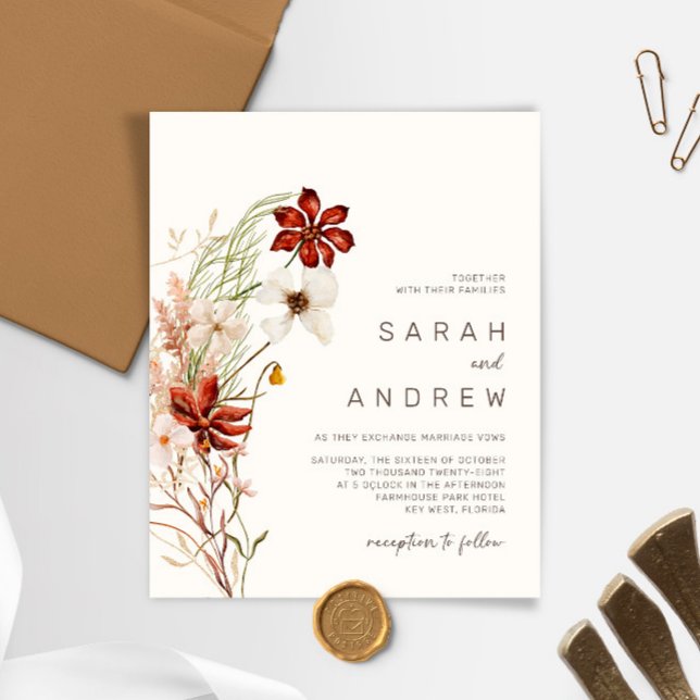 Budget Whimsical Dried Wildflower Wedding Invite (Creator Uploaded)
