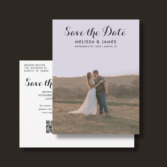 Budget Whimsical Photo QR Code Save the Date Announcement Postcard (Creator Uploaded)