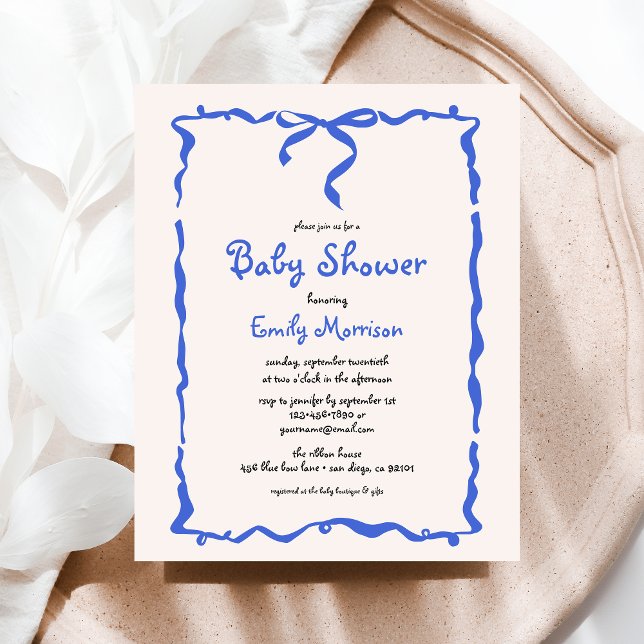 Budget Whimsical Quirky Blue Bow Boy Baby Shower (Creator Uploaded)