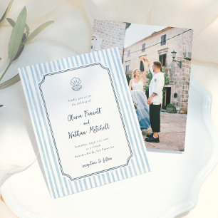 Budget Whimsical Retro Blue Stripes Wedding
