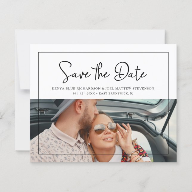 Budget Whimsical Script Wedding Photo Engagement (Front)