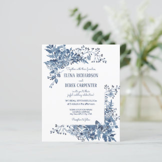 Budget White Blue Wildflower Bird Floral Wedding