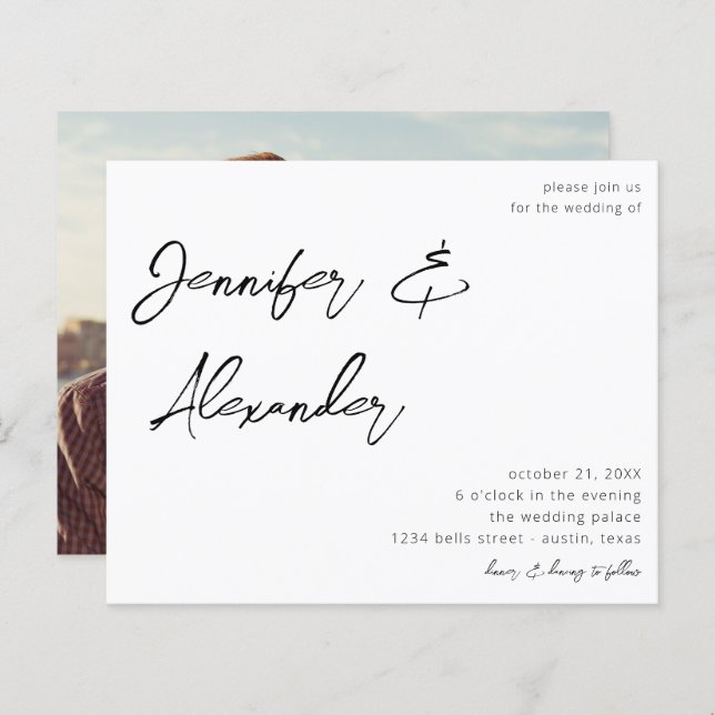 Budget White Calligraphy Photo Wedding V2 (Front/Back)