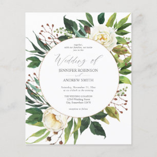 Budget White Floral & Greenery 2 Wedding Flyer