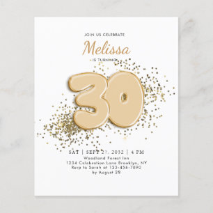 BUDGET White Gold 30th Balloons Confetti Birthday