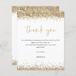 Budget White Gold Glitter 2024 Graduation Thanks