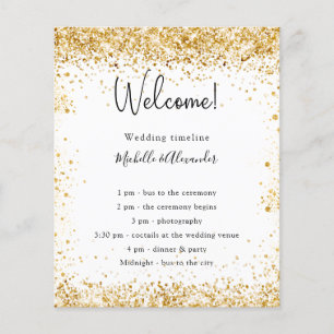Budget white gold glitter wedding program details