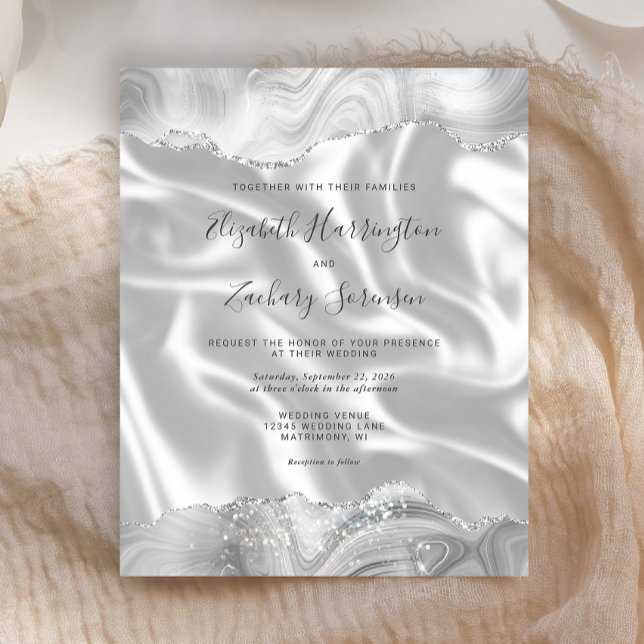 Budget White Grey Silver Agate White Silk Wedding (Creator Uploaded)