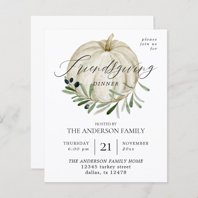 Budget White Pumpkin Friendsgiving (Front/Back)