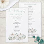 Budget White Pumpkins Florals Wedding Program<br><div class="desc">A LARGER size 5.5” x 8.5” at a budget price, on an elegant 110 lb LINEN stock – for a luxury feel at great value, this is perfect for invitations, menus, programs etc. This budget size 5.5 x 8.5” alternative is also available in other paper choices. The SEMI-GLOSS 110 lb...</div>
