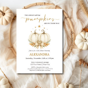BUDGET White Pumpkins TWINS Baby Shower Invitation Flyer
