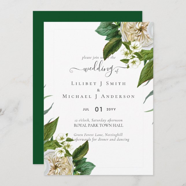 BUDGET White Roses Bouquet Floral Wedding (Front/Back)