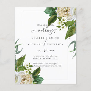 BUDGET White Roses Bouquet Floral Wedding Flyer