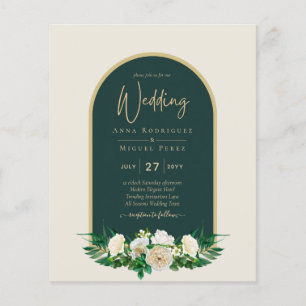 BUDGET White Roses Forest Green Winter Wedding INV Flyer