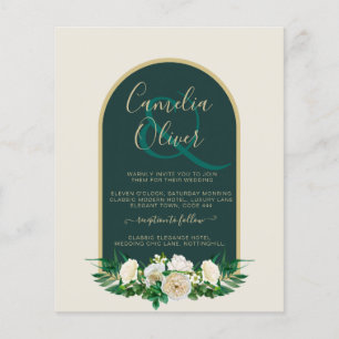 BUDGET White Roses Forest Green Winter Wedding INV Flyer
