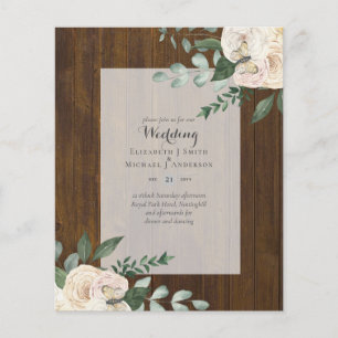 BUDGET White Roses Wedding Invitations Cheapest Flyer