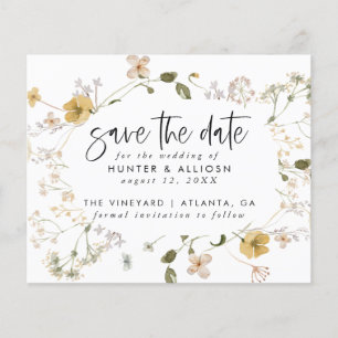 Budget Wild Flower Save the Date Flyer