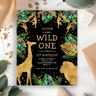 Budget Wild One 1st Birthday Black Invitation
