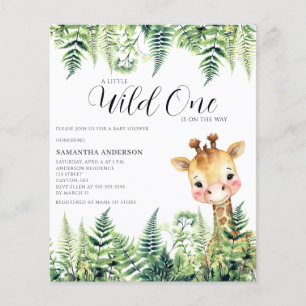 Budget Wild One Giraffe Baby Shower Invitation Flyer