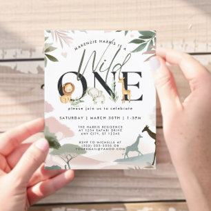 Budget Wild One Safari 1st Birthday Party Flyer