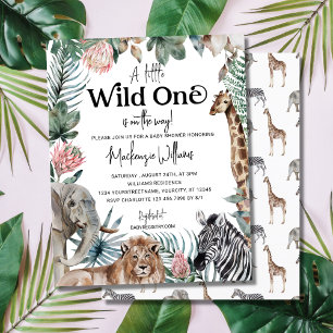 Budget Wild One Safari Animals Baby Shower Invite