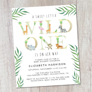 Budget Wild One Safari Baby Shower Invitation