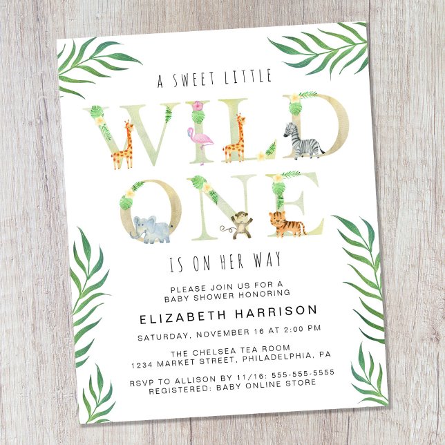 Budget Wild One Safari Baby Shower Invitation (Creator Uploaded)