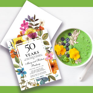 Budget Wildflower 50th Anniversary Invitation