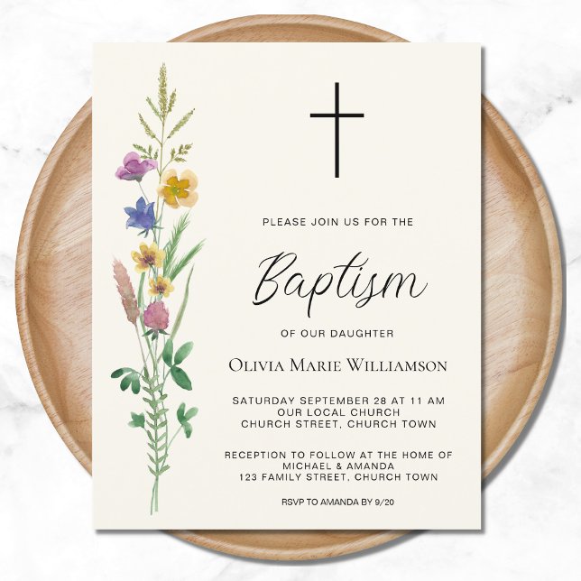 Budget Wildflower Baptism Invitation  (Creator Uploaded)
