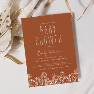 Budget Wildflower Boho Baby Shower Burnt Orange