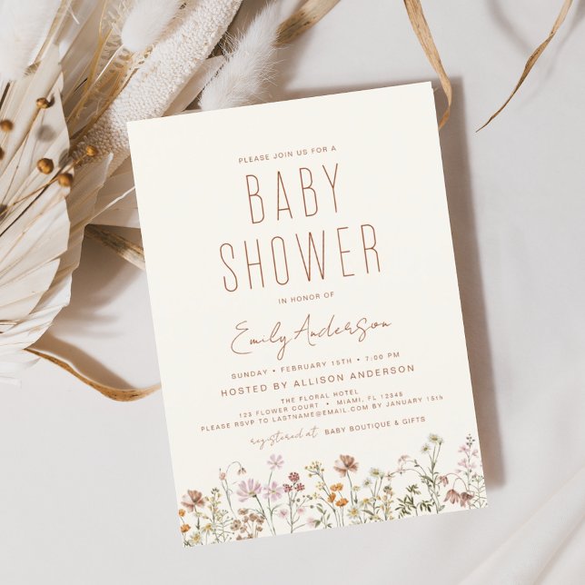Budget Wildflower Boho Baby Shower Elegant Modern Flyer (Creator Uploaded)