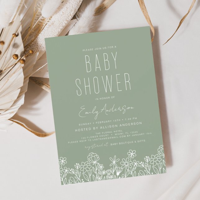 Budget Wildflower Boho Baby Shower Sage Green (Creator Uploaded)