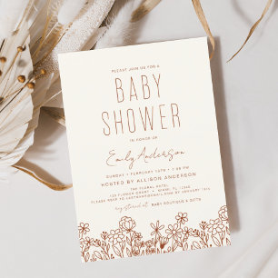 Budget Wildflower Boho Baby Shower Terracotta Flyer