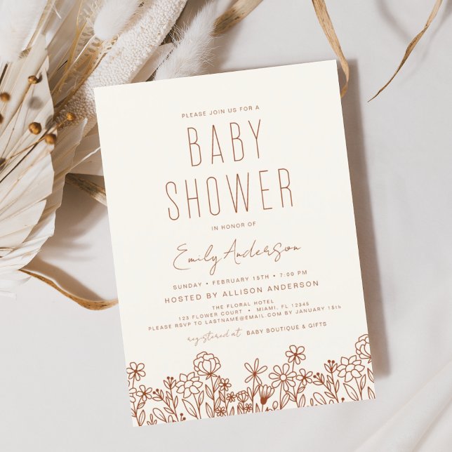 Budget Wildflower Boho Baby Shower Terracotta Flyer (Creator Uploaded)