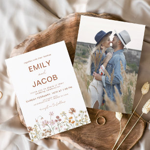Budget Wildflower Boho Photo Terracotta Wedding Flyer